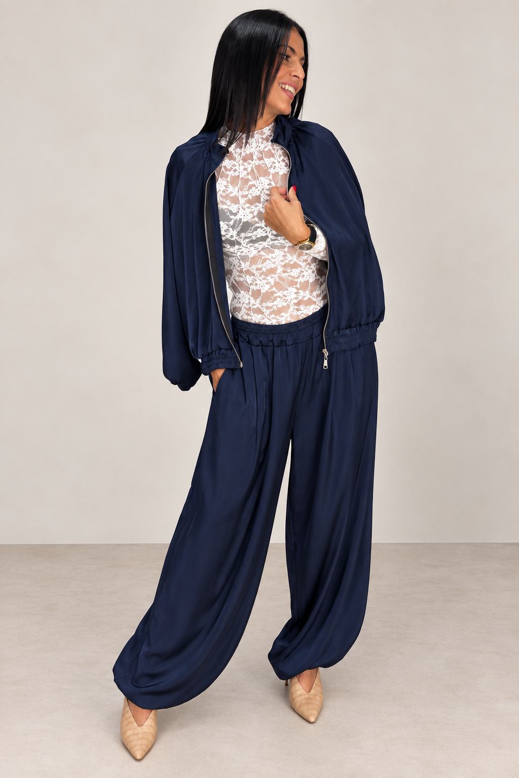 Conjunto Bomber Satén y Pantalón
