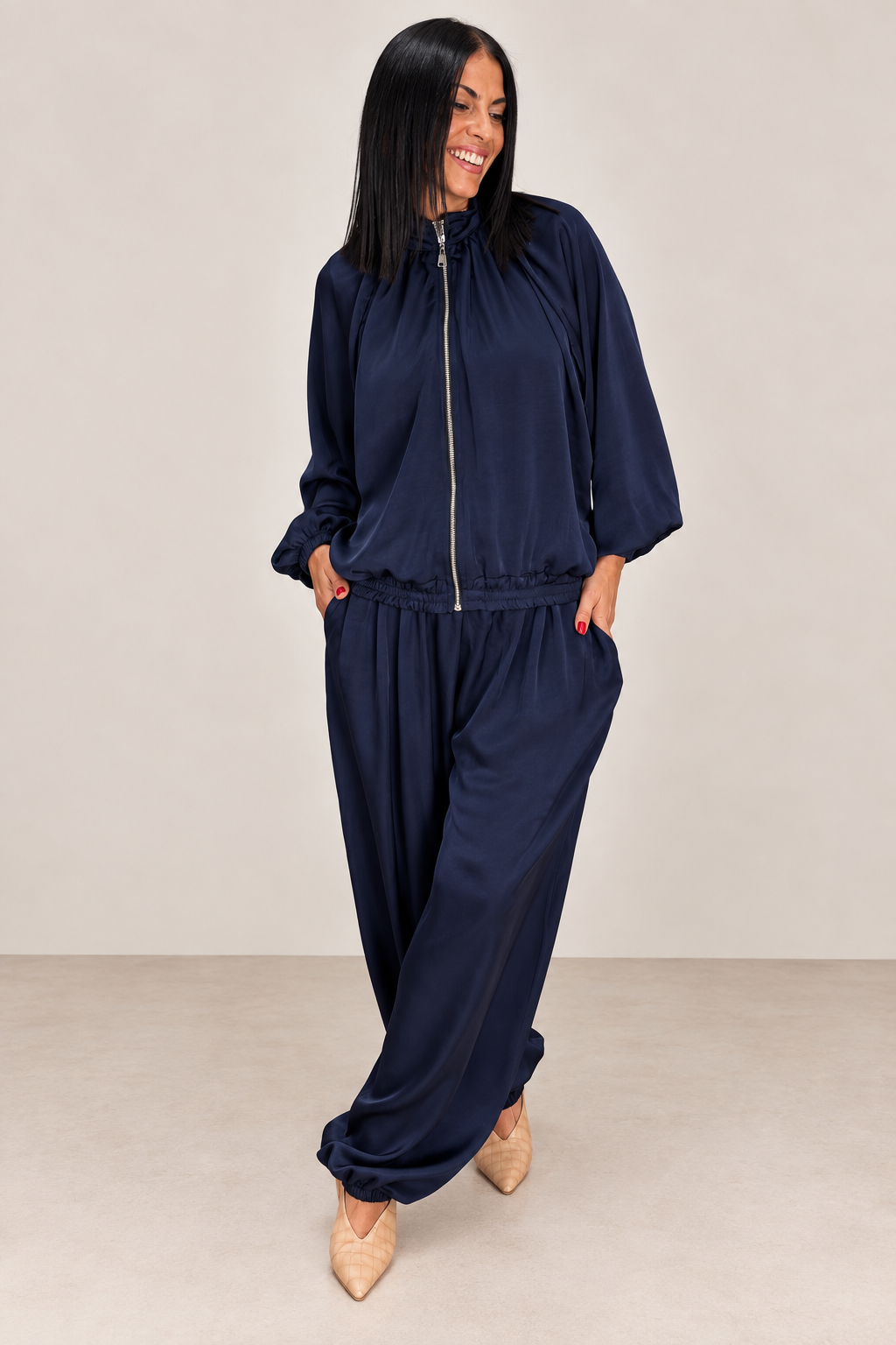 Conjunto Bomber Satén y Pantalón