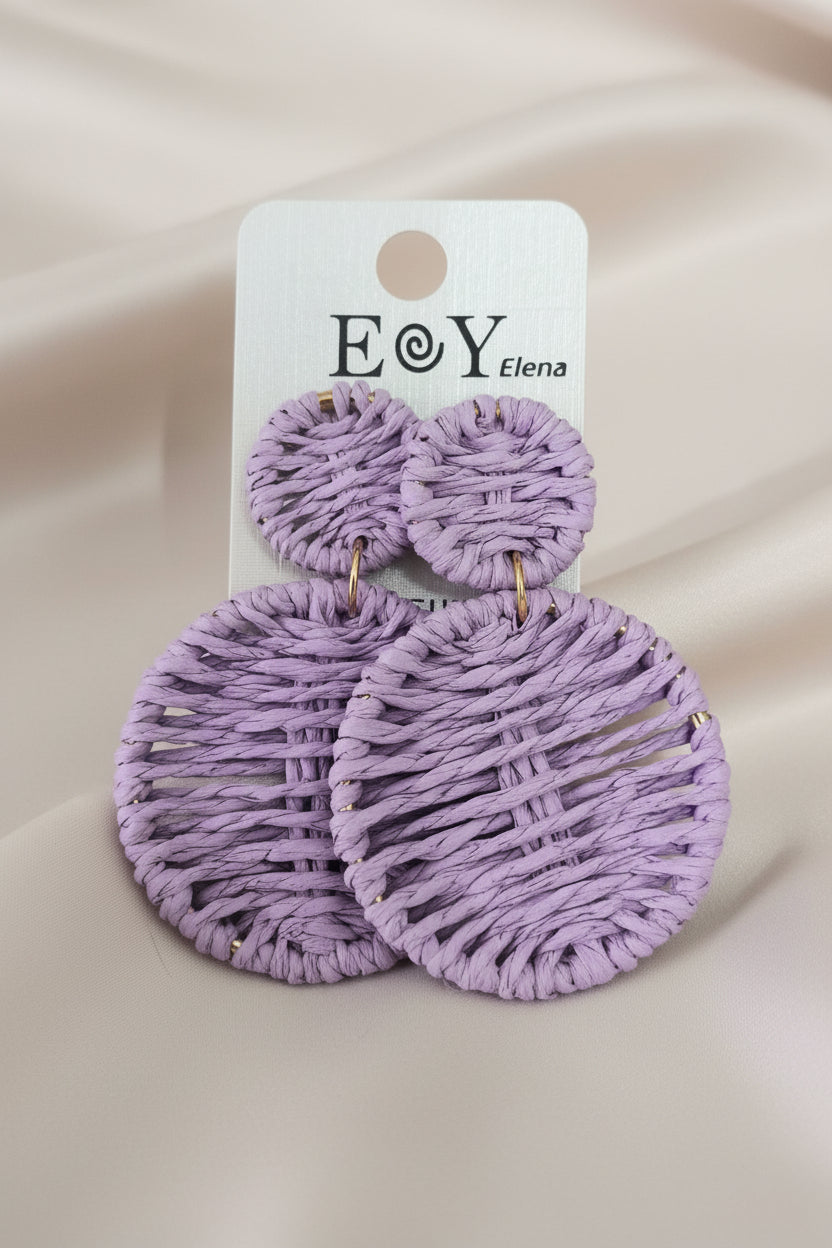 Pendientes Dobles Rafia Lila