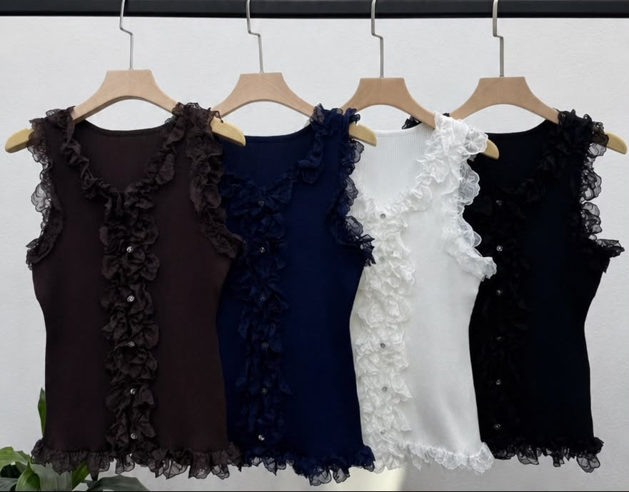Top Encaje Botones