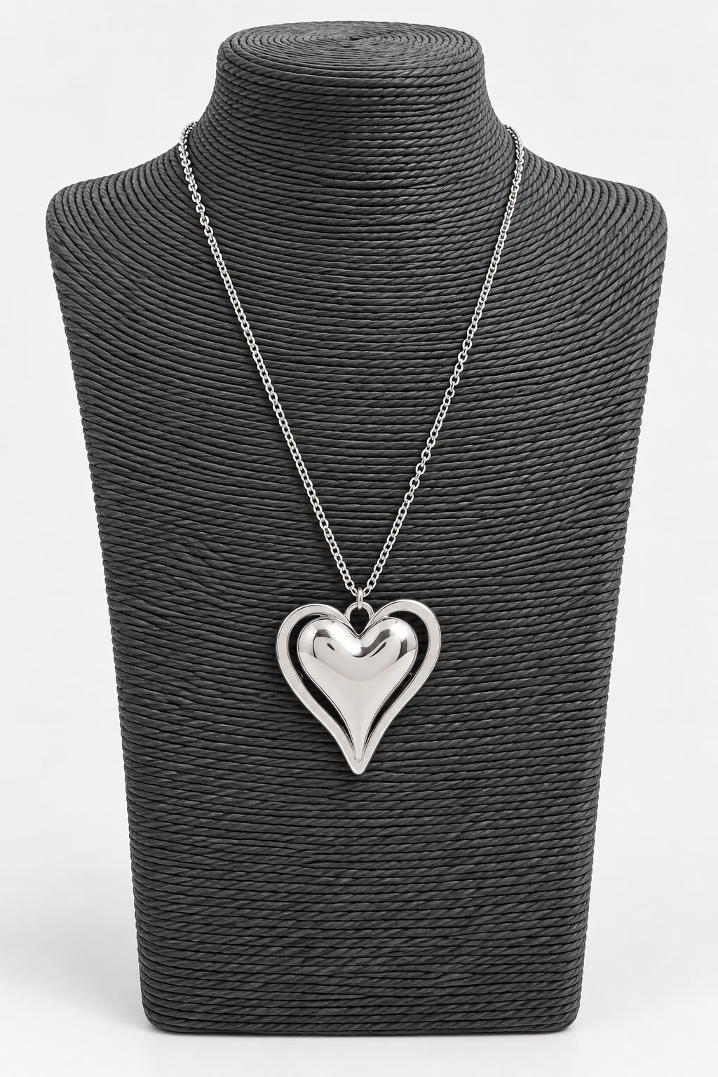 Collar largo de acero Corazón Latido