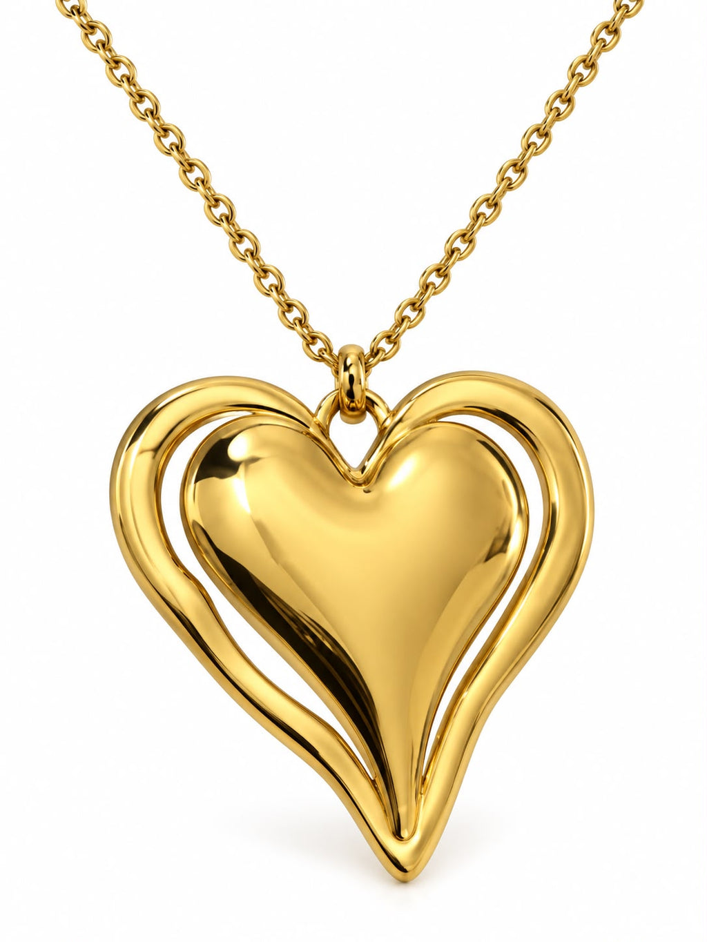 Collar largo de acero Corazón Latido