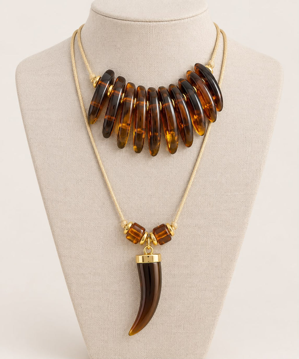 Collar de resina efecto carey