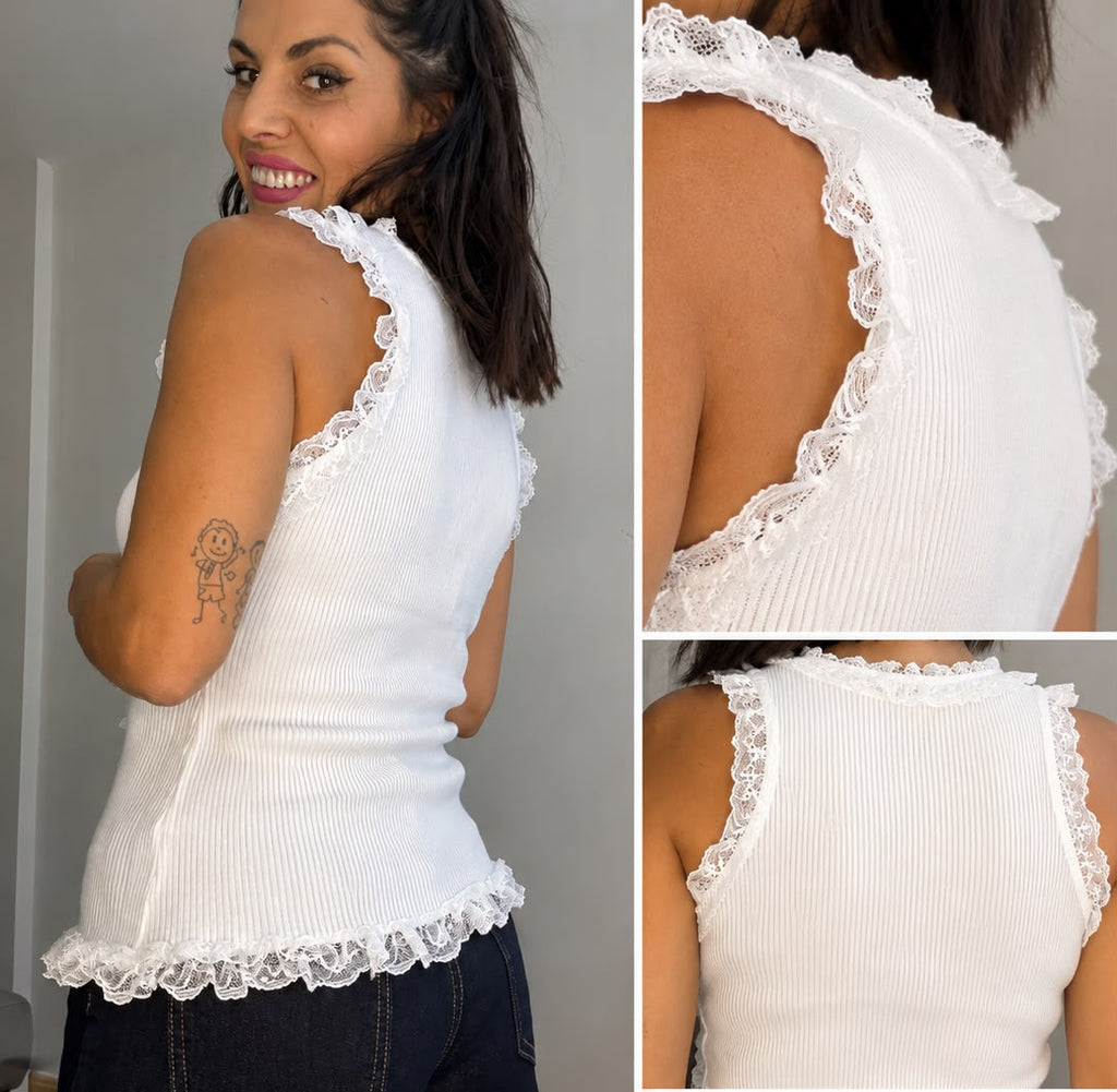 Top Encaje Botones