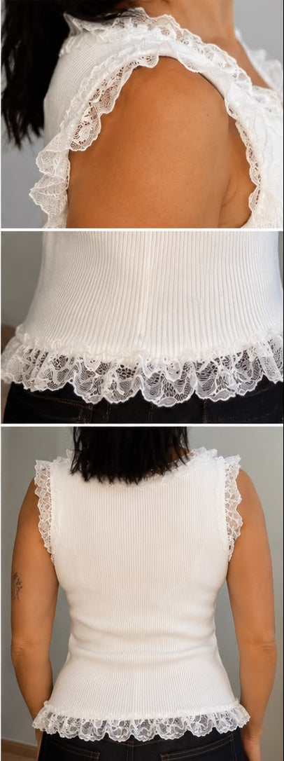 Top Encaje Botones