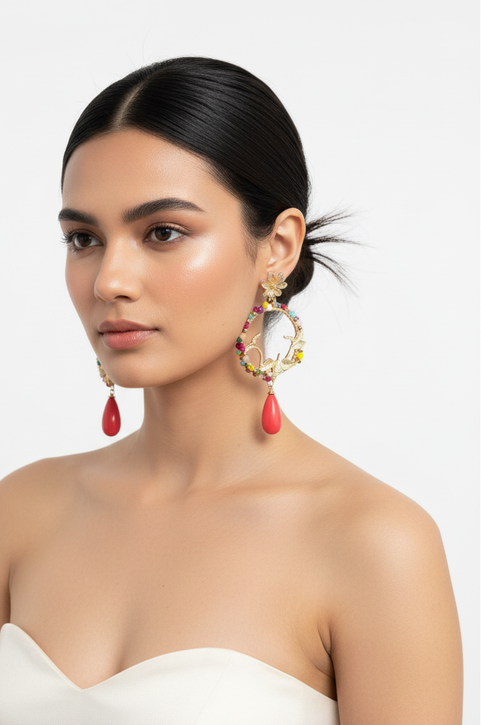 Pendientes Aro Dorado en modelo