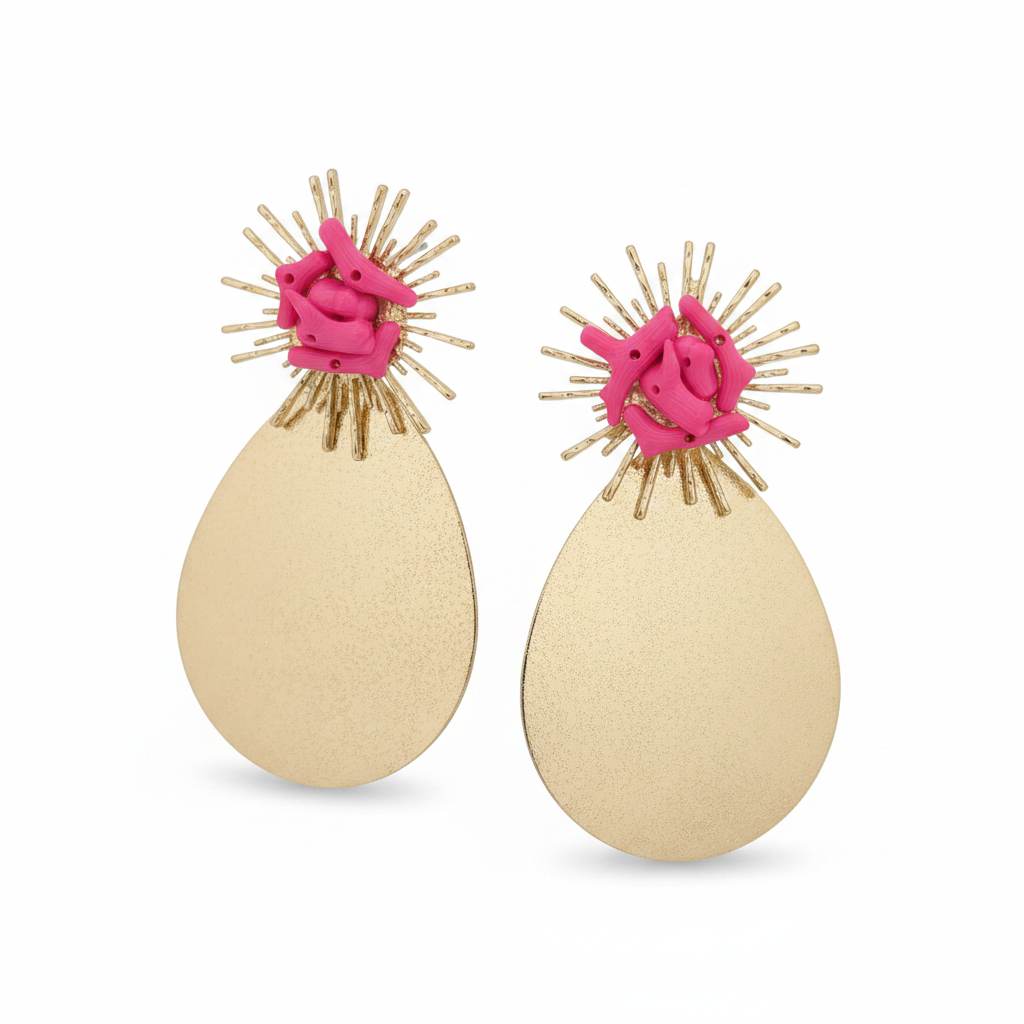 Pendientes Rosa Dorado Feria